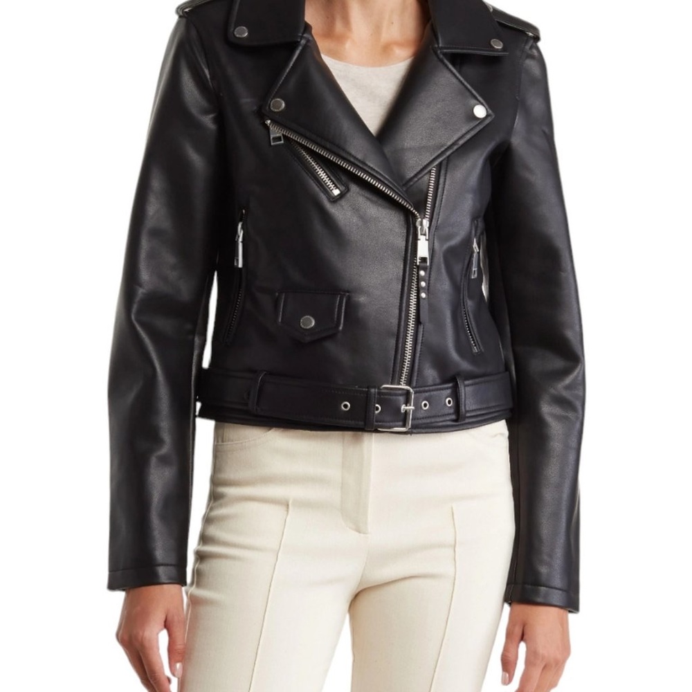 Rebecca Minkoff Women's Black Faux Leather Jacket Size: XL